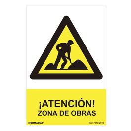 Normaluz Cartel Peligro Zona De Obras PVC 0.7mm 30x40cm Señalización Profesional y Doméstico
