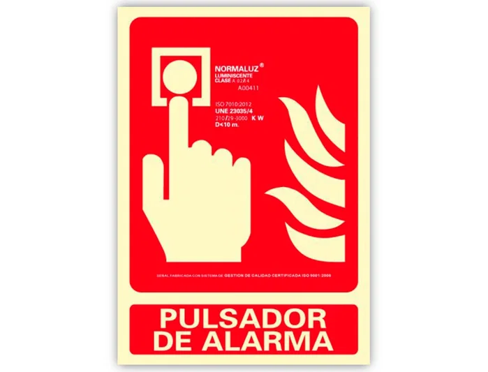 Normaluz Cartel de extinción pulsador de alarma clase B 21x30cm