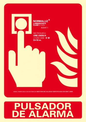 Normaluz Cartel de extinción pulsador de alarma clase B 21x30cm