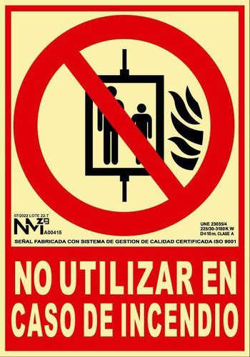 Normaluz Cartel de extinción no utilizar en caso de incendio Clase B 21x30cm