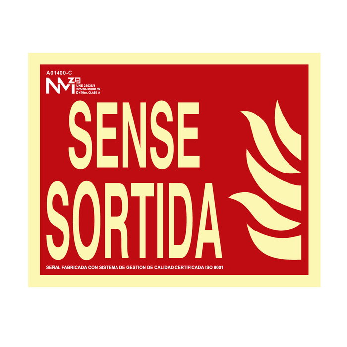 Archivo 2000 Señal de Incendio Sin Salida Rojo Clase B