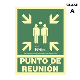 Normaluz Cartel de Evacuación 'Punto de Reunión' Clase A en PVC de 1mm, 22.4x30cm, Señal de Seguridad en Castellano