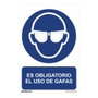Normaluz Cartel Obligatorio Uso Gafas PVC 0.7mm 30x40cm Señal de Obligación Profesional Doméstico Blanco Azul Castellano