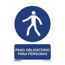 Normaluz Cartel Paso Obligatorio para Personas PVC 0,7mm 30x40cm