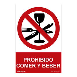 Normaluz Señal Prohibido Comer y Beber PVC 0.7mm 30x40cm