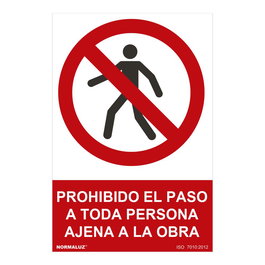 Normaluz Cartel Prohibido el Paso a Toda Persona Ajena a la Obra 30x40cm PVC 0,7mm