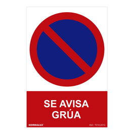 Normaluz Señal Prohibido "Se Avisa Grúa" PVC 0.7mm 30x40cm
