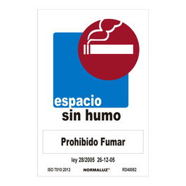 Normaluz Cartel Espacio sin Humo Prohibido Fumar PVC 0,7mm 30x40cm