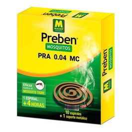 Massó Espiral Antimosquitos 10 uds + Soporte, Protección Exterior hasta 15 m², Especial Mosquito Tigre