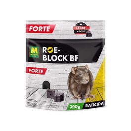 Massó Raticida ROE-BLOCK FORTE BF Cebo en Bloque 300 g Uso Doméstico Interior/Exterior contra Ratas y Ratones