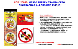 Massó Preben Trampa Cebo Cucarachas 2 Unidades