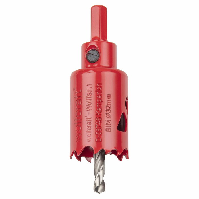 Wolfcraft Sierra de corona bimetal completa con adaptador y broca piloto Ø32 mm