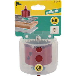 Wolfcraft Sierra de corona bimetal completa con adaptador y broca piloto Ø68 mm