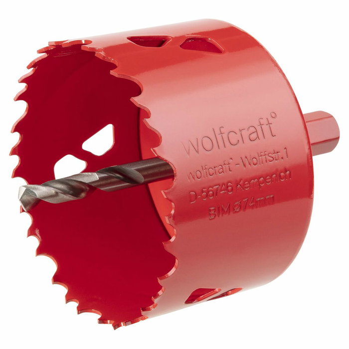 Wolfcraft Sierra de corona bimetal con adaptador y broca piloto Ø74 mm