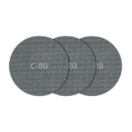 Wolfcraft Tejidos de rejilla adherentes de carburo de silicio Ø125 mm, grano 80/120/220, pack de 5 unidades