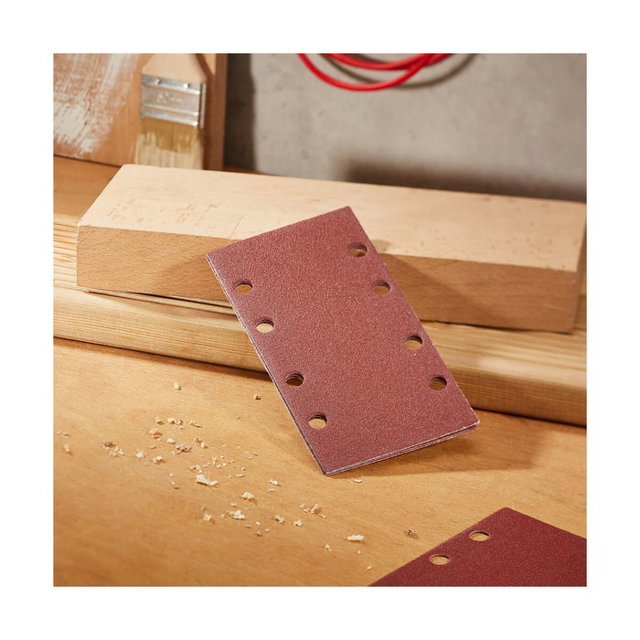 Wolfcraft Hojas de lijar adhesivas de corindón perforadas, grano 80, 10 uds
