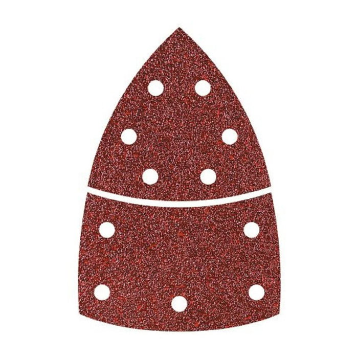 Wolfcraft Hojas de lijar adhesivas de corindón perforadas triangular, grano 80, 10 uds