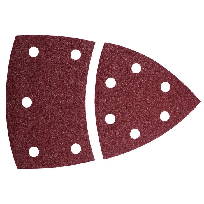 Wolfcraft Hojas de lijar adhesivas de corindón perforadas triangular, grano 80, 10 uds