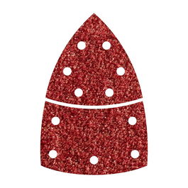 Wolfcraft - 10 Hojas de Lija Adhesiva de Corindón, Forma Triangular Perforada, Grano 80, 95 mm para Madera y Metal