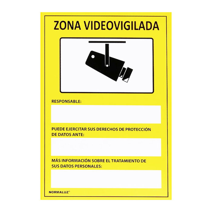 Normaluz Cartel adhesivo Zona videovigilada 15x20cm