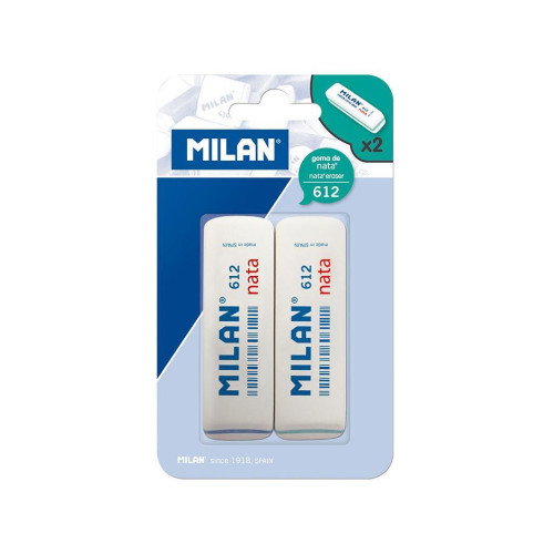 Milán Goma de borrar nata 612, 2 uds, blíster