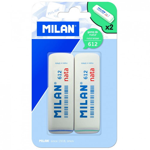 Milán Goma de borrar nata 612, 2 uds, blíster