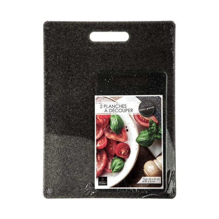 5Five Kit de 2 tablas de corte de polipropileno negro, 25 x 15 x 0,8 cm