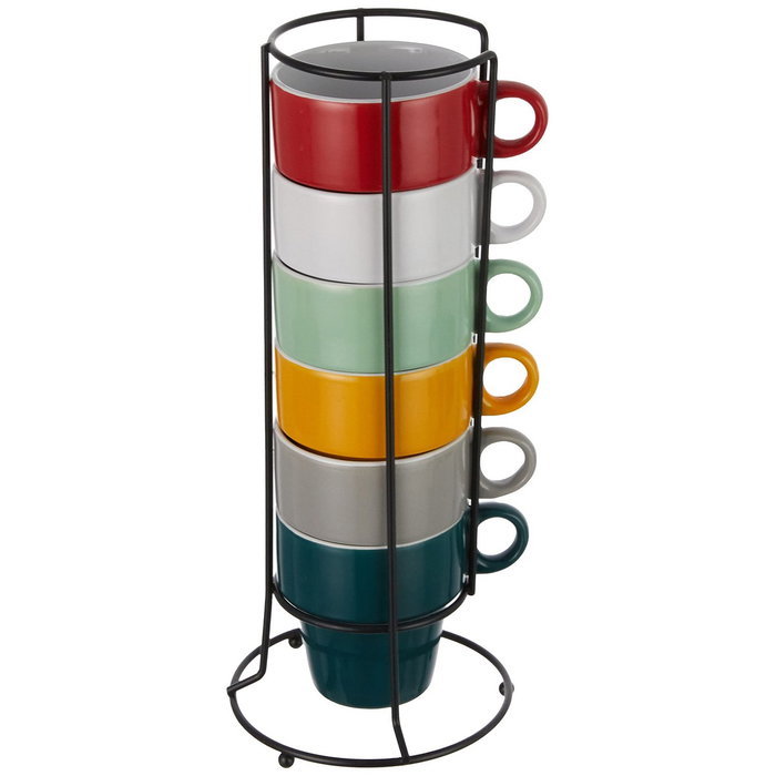 5Five Set de 6 tazas colores surtidos con soporte 5Five Set de 6 tazas colores surtidos con soporte