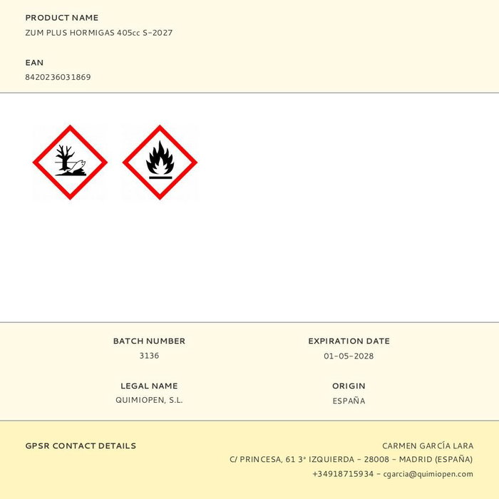Zum Laca Insecticida Spray Aerosol 405 cc para Eliminar Hormigas, Una Sola Aplicación, 300 ml