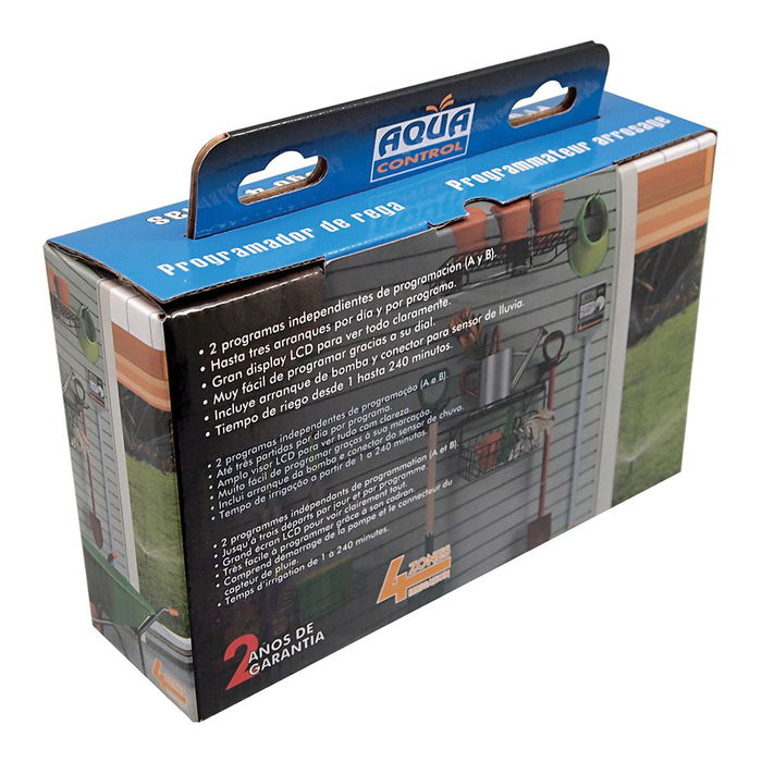 Aqua Control Programador de Riego Electrónico 4 Zonas Access con Display LCD y Arranque de Bomba