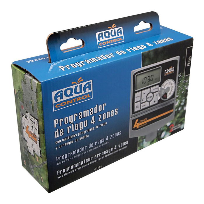 Aqua Control Programador de Riego Electrónico 4 Zonas Access con Display LCD y Arranque de Bomba