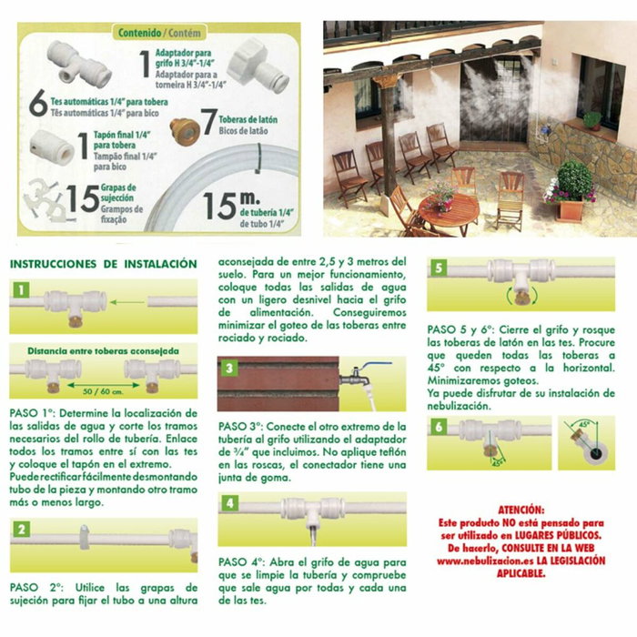 Vivo Verde Conexión T de polietileno 1/4 pulg con tobera
