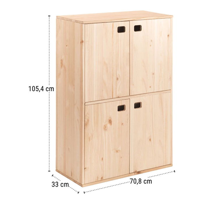 Astigarraga Mueble Dinamic 4 puertas pino macizo 105,4 x 70,8 x 33 cm Armario