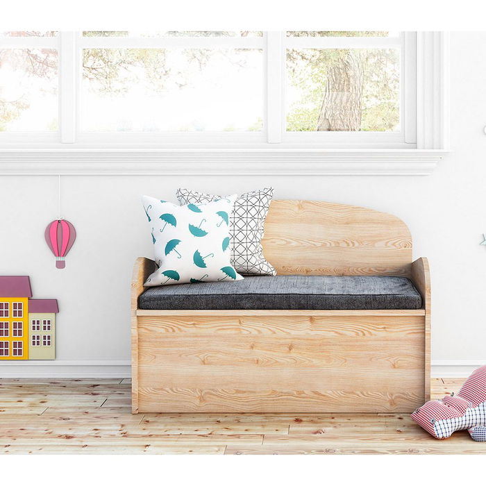 Astigarraga Banco baúl deco de pino macizo 90 x 62 x 38 cm