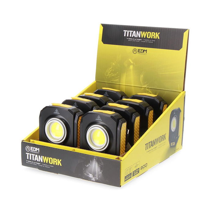 Edm Linterna Led Titan Work Recargable USB 10W 900 Lúmenes Compacta Magnética 3 Modos IP44 Antichoque Edm Linterna Led Titan Work Recargable USB 10W 900 Lúmenes Compacta Magnética 3 Modos IP44 Antichoque