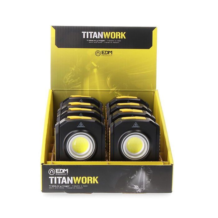 Edm Linterna Led Titan Work Recargable USB 10W 900 Lúmenes Compacta Magnética 3 Modos IP44 Antichoque Edm Linterna Led Titan Work Recargable USB 10W 900 Lúmenes Compacta Magnética 3 Modos IP44 Antichoque