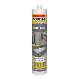 Soudal Silicona Universal Blanca 280 ml para Construcción, Acética, Máxima Elasticidad