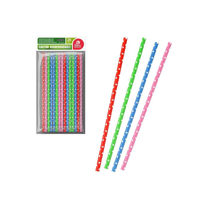 Best Products Pajitas de cartón con topos colores surtidos, 25 uds Best Products Pajitas de cartón con topos colores surtidos, 25 uds