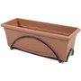 Plastiken Jardinera con plato integrado y soporte metálico color terracota 50 x 20 cm