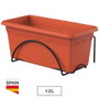 Plastiken Jardinera con plato integrado y soporte metálico color terracota 50 x 20 cm