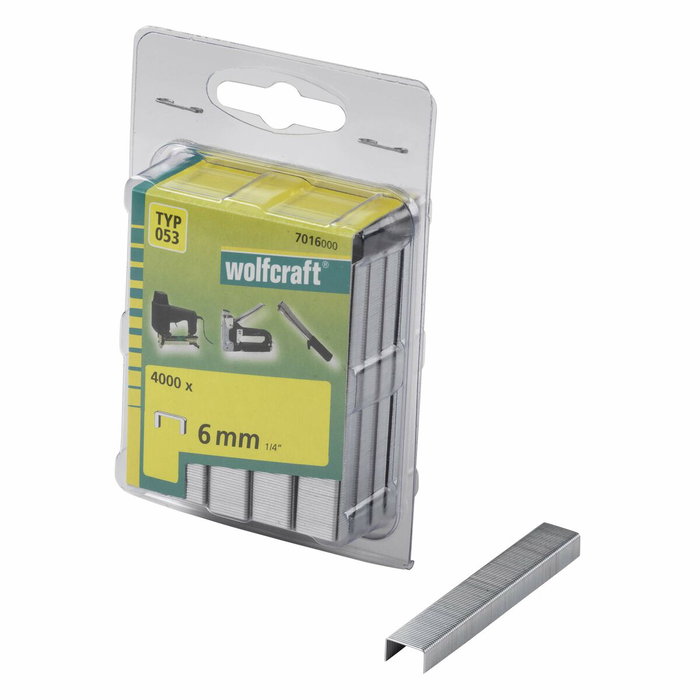 Wolfcraft Grapas tipo 053 de lomo ancho 6 mm, 4000 uds Wolfcraft Grapas tipo 053 de lomo ancho 6 mm, 4000 uds