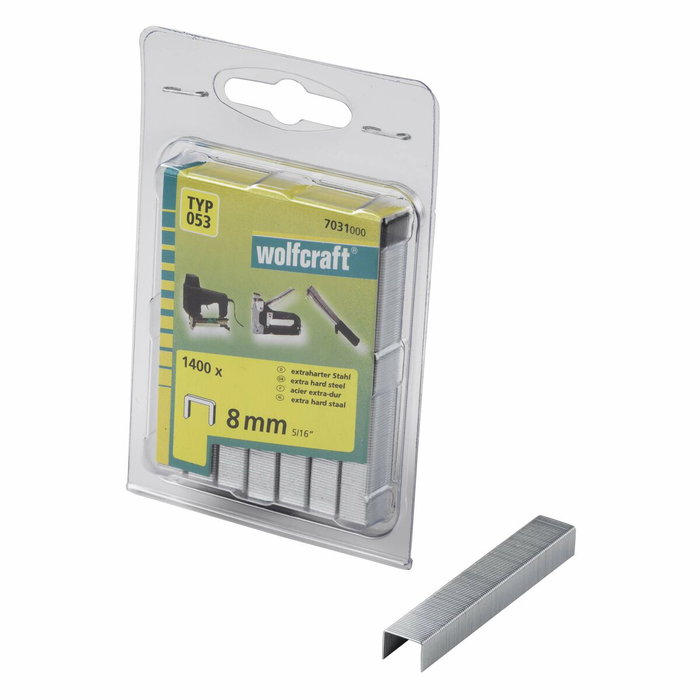 Wolfcraft Grapas tipo 053 de lomo ancho 8 mm, 1400 uds Wolfcraft Grapas tipo 053 de lomo ancho 8 mm, 1400 uds
