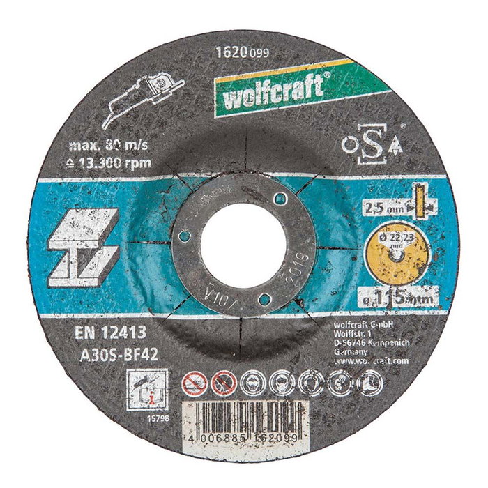 Wolfcraft Disco de corte abombado para metal Ø115 x 2,5 x 22,23 mm profesional y doméstico Wolfcraft Disco de corte abombado para metal Ø115 x 2,5 x 22,23 mm profesional y doméstico