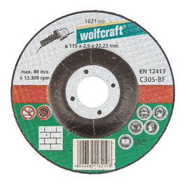 Wolfcraft Disco de Corte Abombado para Piedra Ø115 x 2,5 x 22,23 mm Profesional Doméstico para Amoladoras