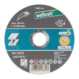 Wolfcraft Disco de Corte para Metal Ø115 x 1,0 x 22,23 mm Profesional y Doméstico