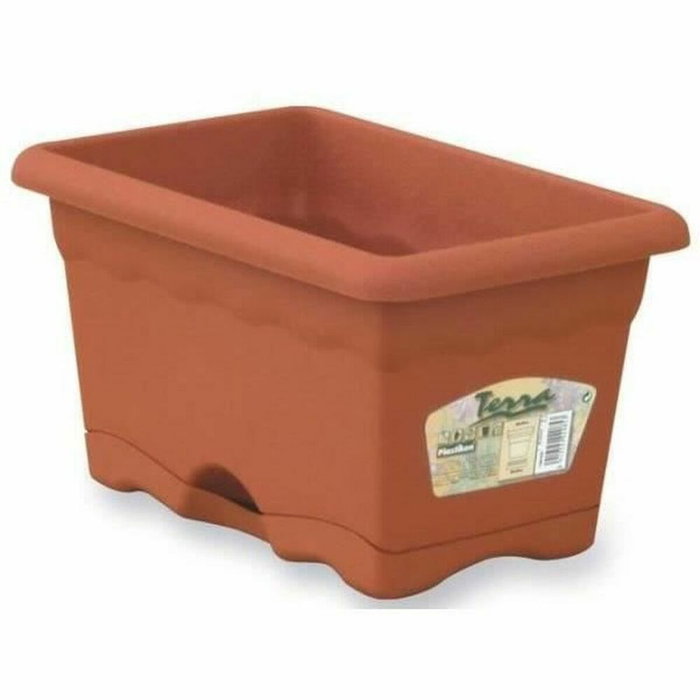 Plastiken Jardinera con plato integrado color terracota 50 x 20 cm