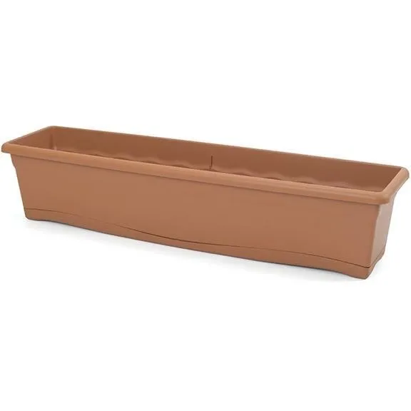 Plastiken Jardinera con plato integrado color terracota 80 x 20 cm