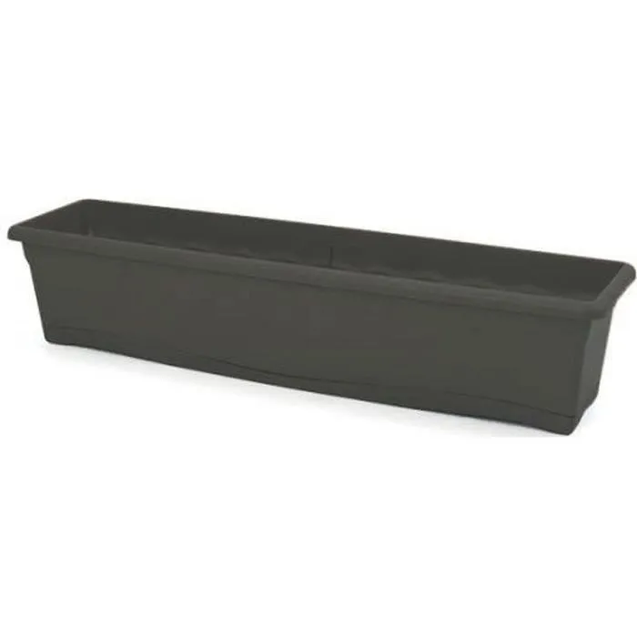Plastiken Jardinera con plato integrado color antracita 80 x 20 cm