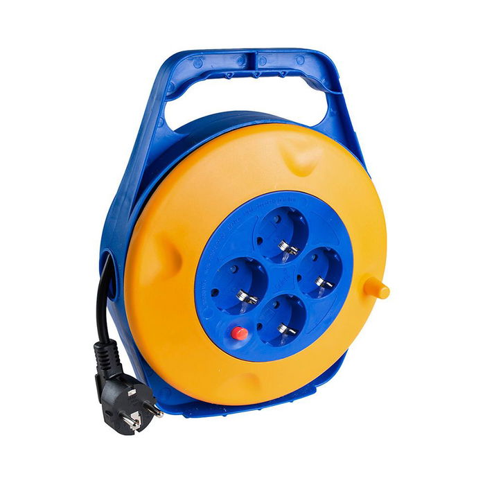 Solera Enrollacables 10 m 4 Tomas Bipolares con T/TL Protector Térmico Cable 3x1,5mm H05vv-f 3G1,5 Referencia 7422/3 Solera Enrollacables 10 m 4 Tomas Bipolares con T/TL Protector Térmico Cable 3x1,5mm H05vv-f 3G1,5 Referencia 7422/3