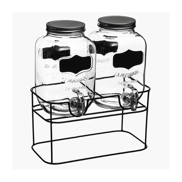 Secret Of Gourmet Dispensador de bebidas doble, Jarra de Cristal, 4L cada dispensador Secret Of Gourmet Dispensador de bebidas doble, Jarra de Cristal, 4L cada dispensador